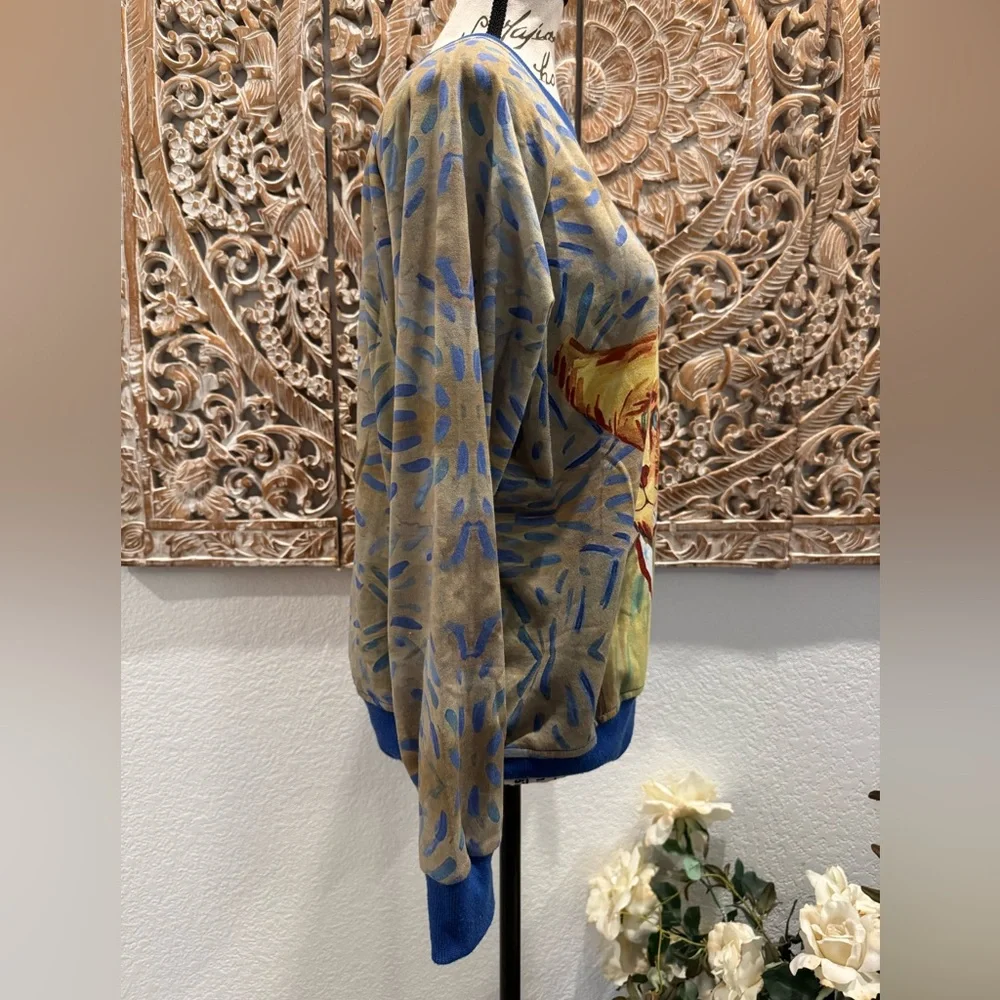 Cat Van Gogh Impressionist Long Sleeve Sweatshirt Style Shirt (Unisex)- size 2XL - Picture 3 of 6